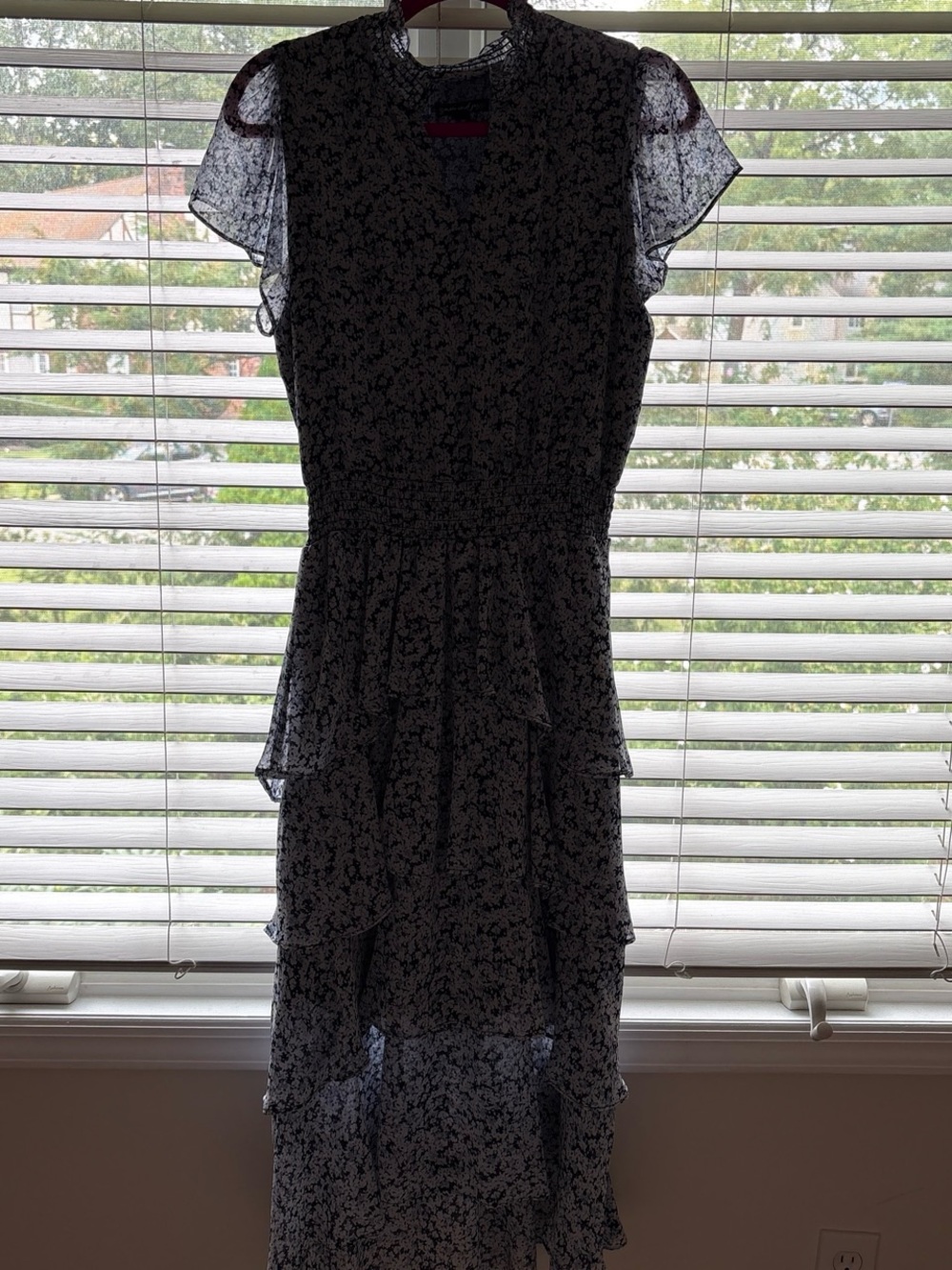 Women’s Blue Floral Tiered Ruffle Dress